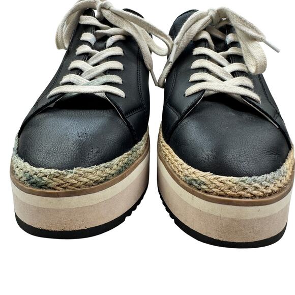 Dolce Vita Tinley Lace Up Platform Black Leather Sneakers Women's Size 9.5 - Picture 2 of 8
